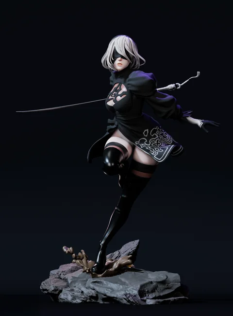 2B YoRHa No.2 Type B (NieR:Automata) 1/6 scale pre-supported 3D print STL figure by Nympha3D